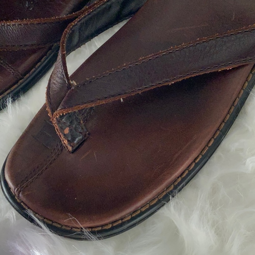 🩴TOMMY HILFIGER Men’s thong sandals🩴 medium brown leather. Size 9M - Picture 3 of 10